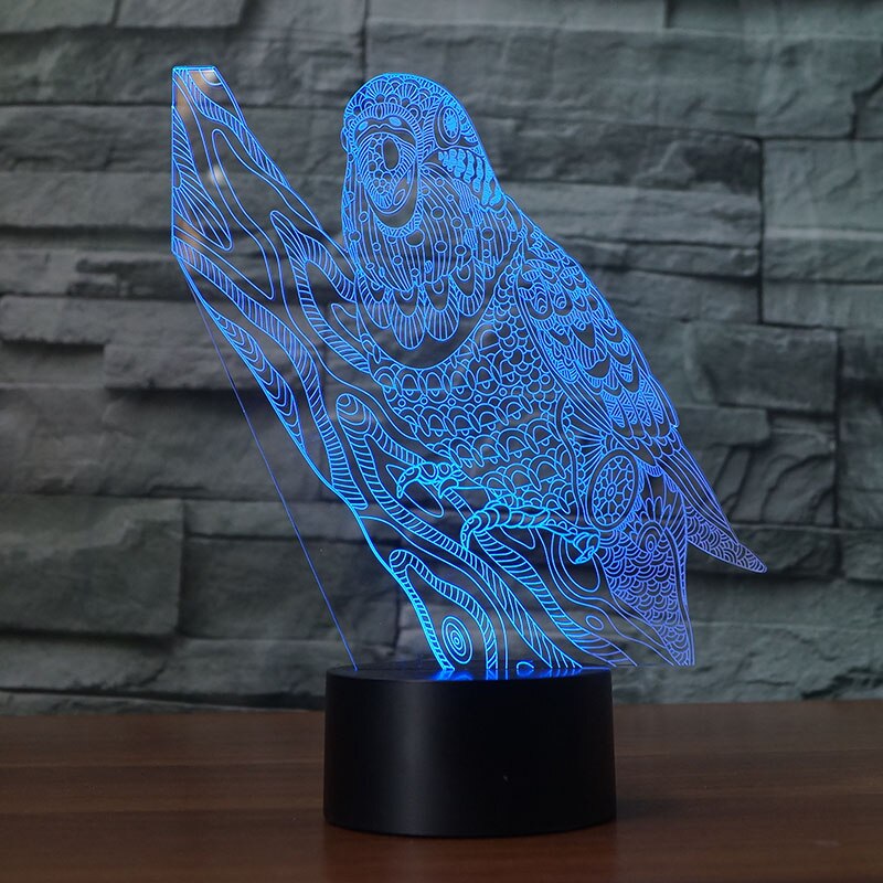 Aigle oiseau pic perroquet Animal acrylique 7 couleur lampe de bureau 3D lampe nouveauté LED veilleuse millénium faucon lumière