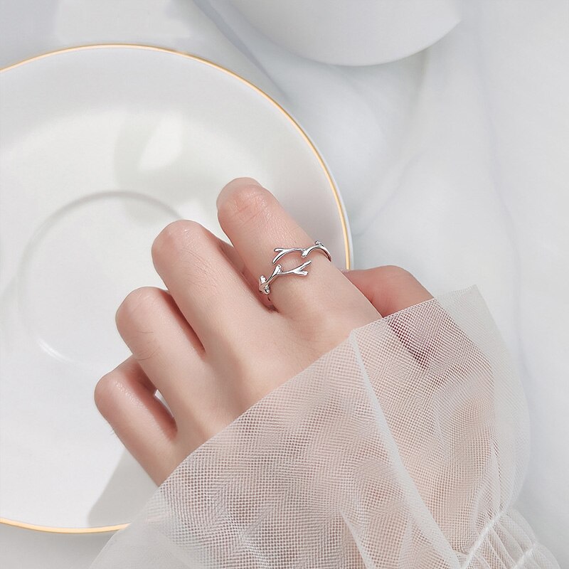 INZATT Real 925 Sterling Silver Irregular Branches Adjustable Ring For Women Party Fine Jewelry Minimalist Cute Accessories