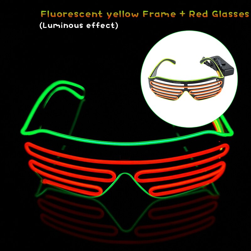 Gafas luminosas LED para Halloween, brillo de neón brillante, luz intermitente, gafas de sol de cristal para suministros de , disfraces de utilería: Z04