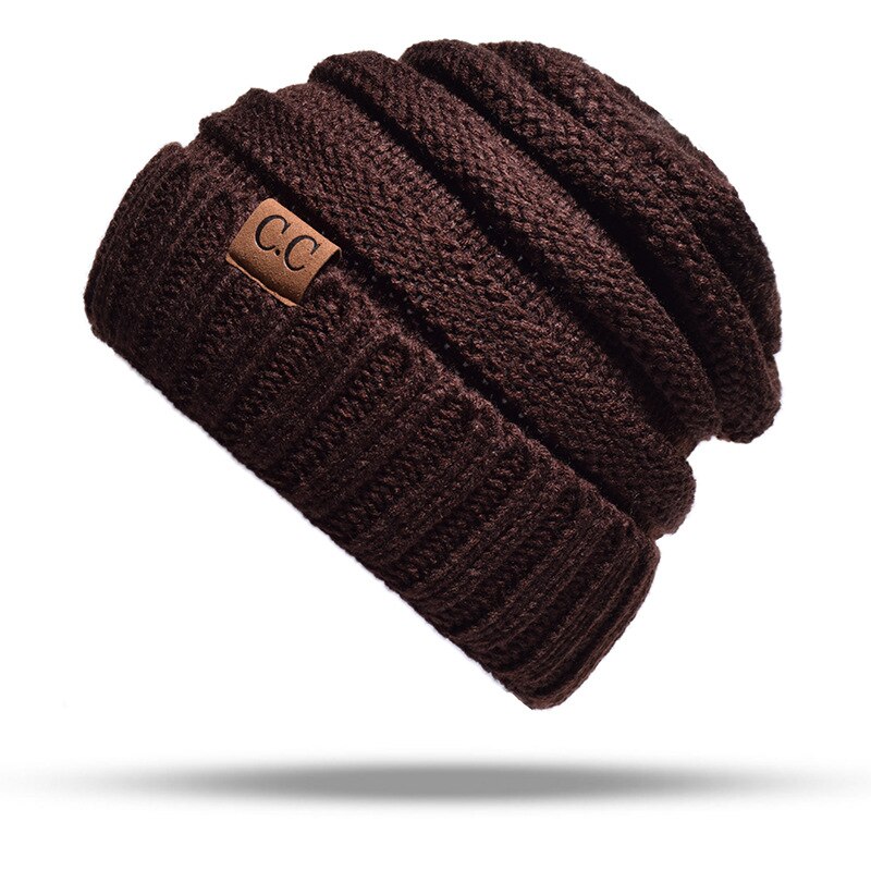 Panjoiner høst/vinter strikket lue cc merkelapp strikket lue varm topplue  w001: Kaffe