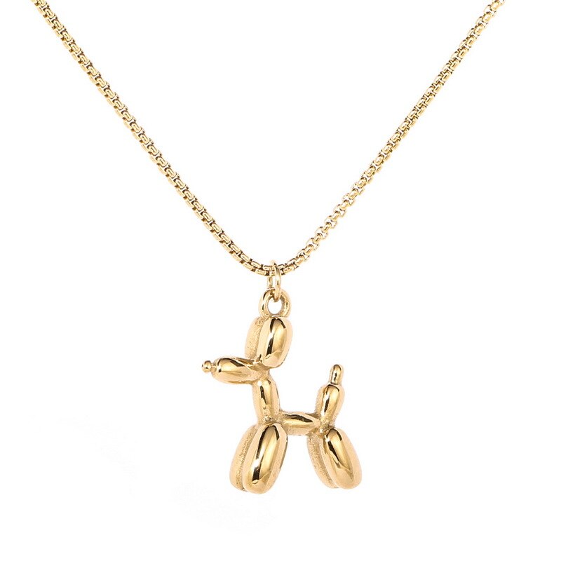 1PC gold stainless steel Balloon Dog Pendant for women gold chain clavicle dainty cute Pendant for kids girls Pendant