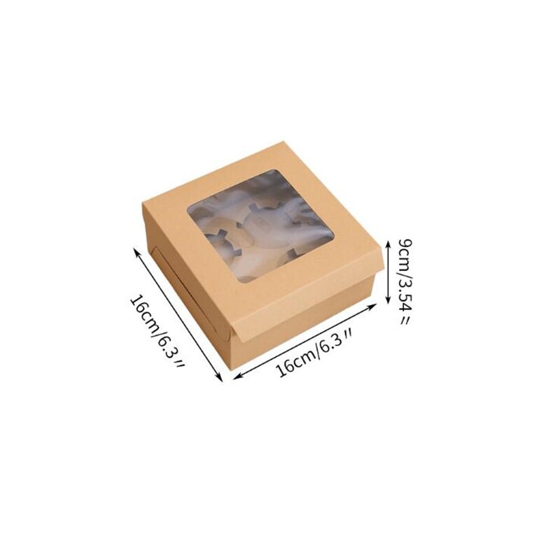Amoliy 2/4/6/12 Löcher Cupcake Verpackung Kasten Muffin Kasten Keks Gebäck Kasten Kraft Papier Kasten Kuchen Schokolade Verpackung Backen Werkzeuge: 4 Löcher Kraft