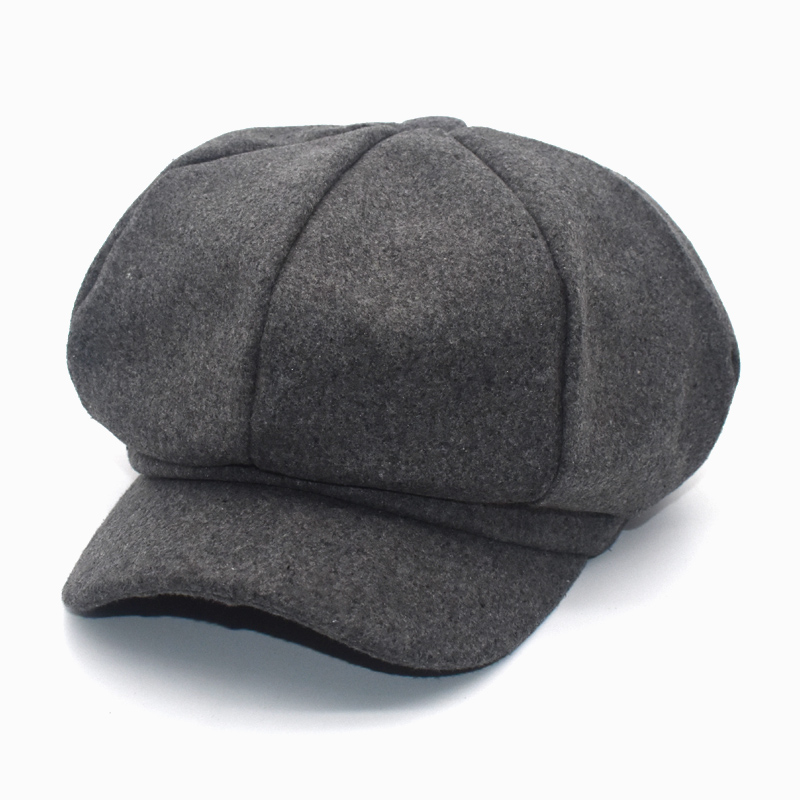 FUODRAO octogonal sombreros mujeres Espana boina retro sombrero gorra de Color sólido Otoño Invierno Casual mujer mono tapas C2: Gris