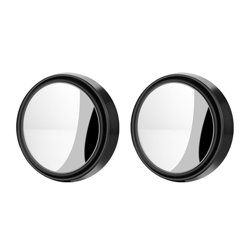2 piezas espejo de coche 360 gran angular espejo convexo redondo coche vehículo lateral blindado punto ciego espejo pequeño espejo retrovisor redondo: Black