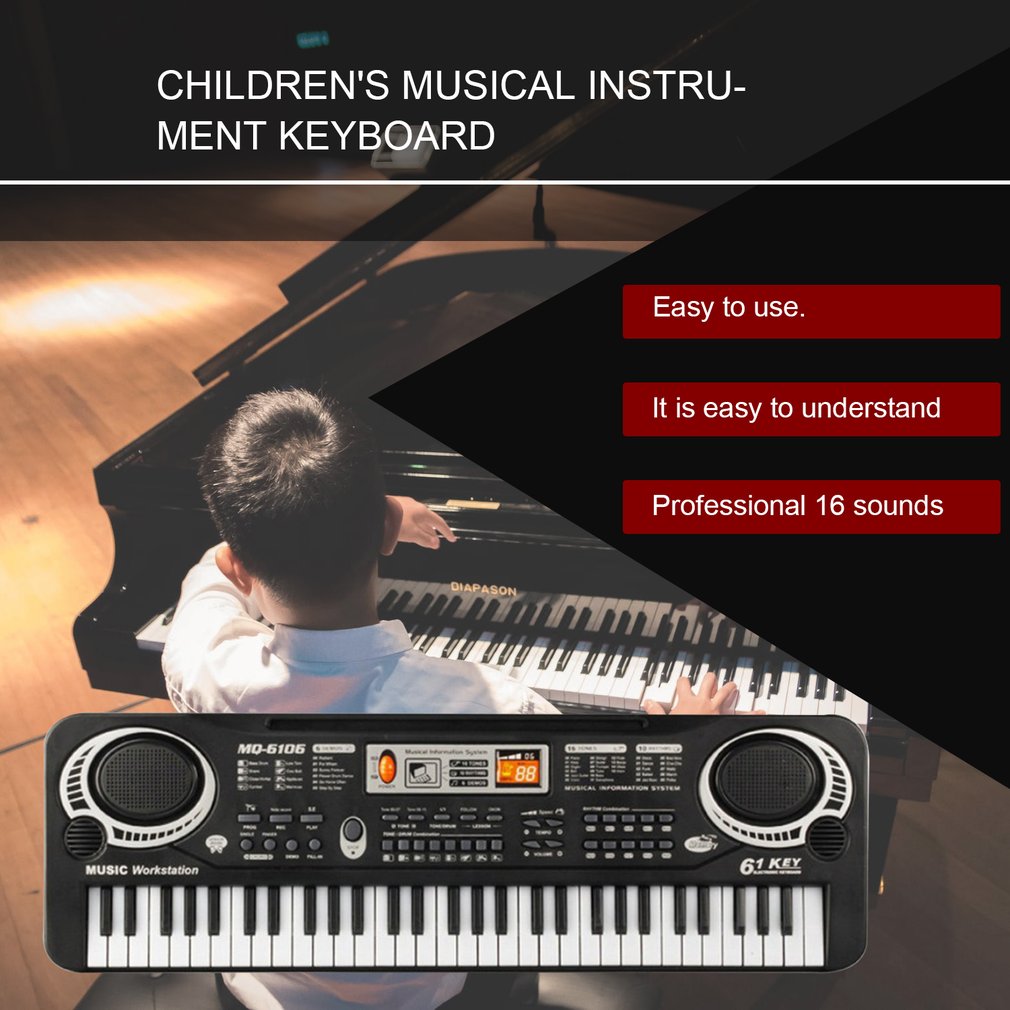 61 Keys Music Electronic Digital Keyboard Electric Organ Children Great With Microphone Musical Instrument Top