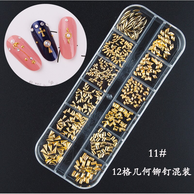 Star Mese Hollow Oro Argento Strass Chiodo di Pietre Dei Monili del Metallo 3D Unghie Artistiche Decorazione Unghie Artistiche Disegni: Arancione