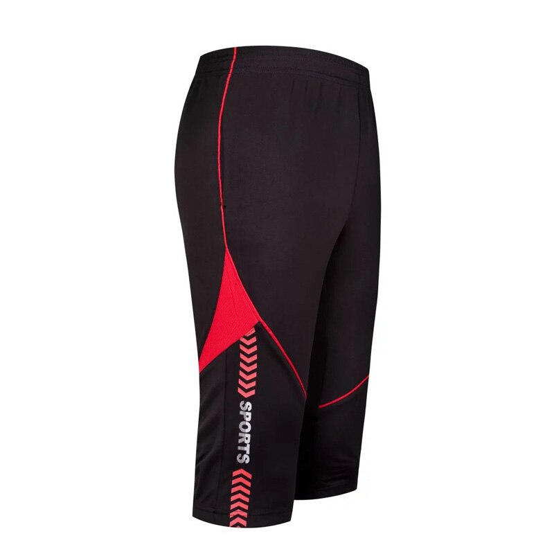 Multi-fonction Jogging Football pantalon hommes 3/4 longueur formation pantalon homme poches solide Stright Cargo pantalon grande taille: Rouge / XXXL