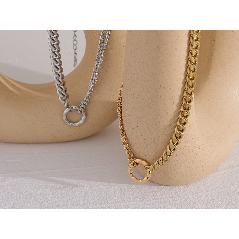 Yhpup Gouden Ketting Statement Ketting Voor Vrouwen Rvs Metalen Charm Eenvoudige Sieraden Bijoux Acier Inoxidable Femme