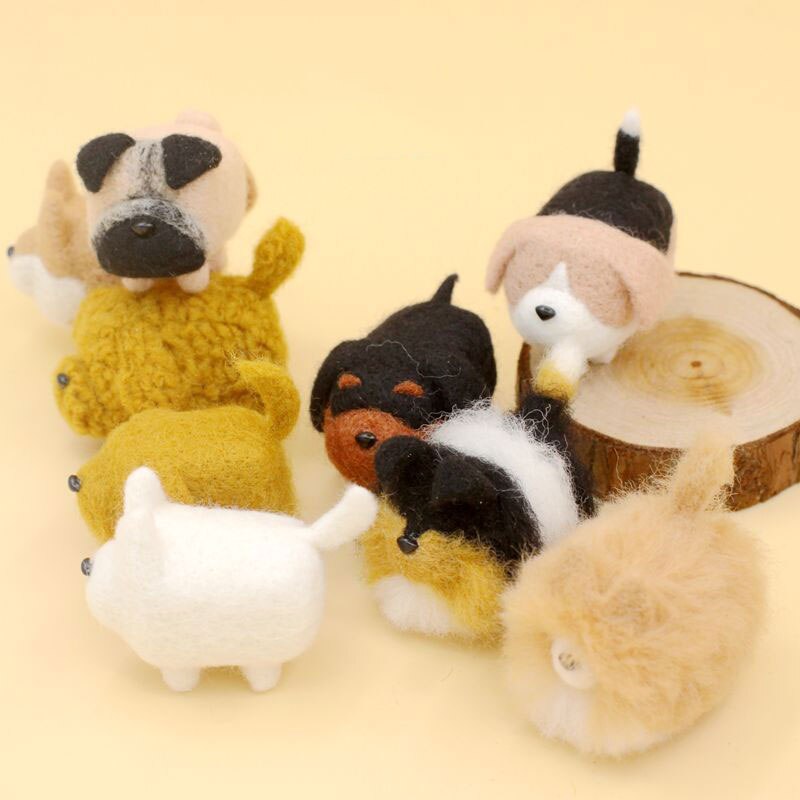 Jiwuo wollen vilten dieren hond puppy handgemaakte vilten knutselset wollen naaldviltset handgemaakte onafgemaakte hondenaccessoires
