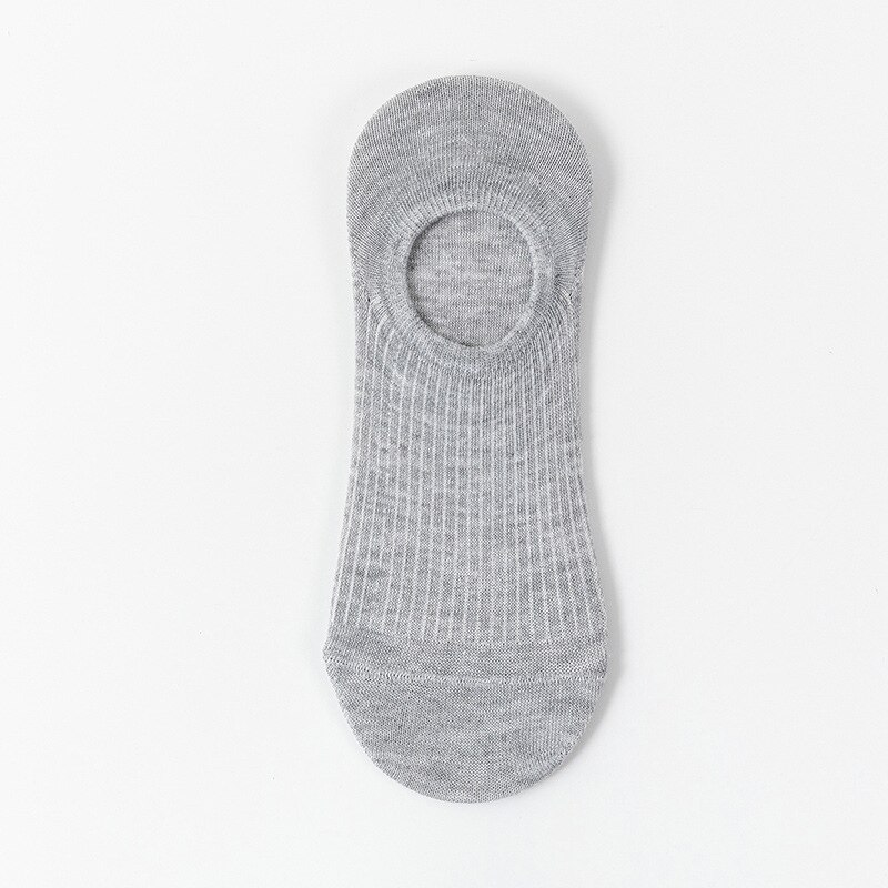 Women's Cotton Invisible Socks Non-Slip Summer Solid Color Breathable Comfortable Short Socks Thin Ankle Boat Socks: Gray