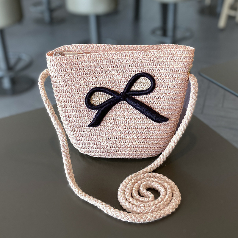 Chapéu de palha e bolsa de ombro verão para meninas, chapéu de sol superior vazio infantil, aba grande, bowknot, viseira de praia ao ar livre, boné de sol para bebê: Laranja