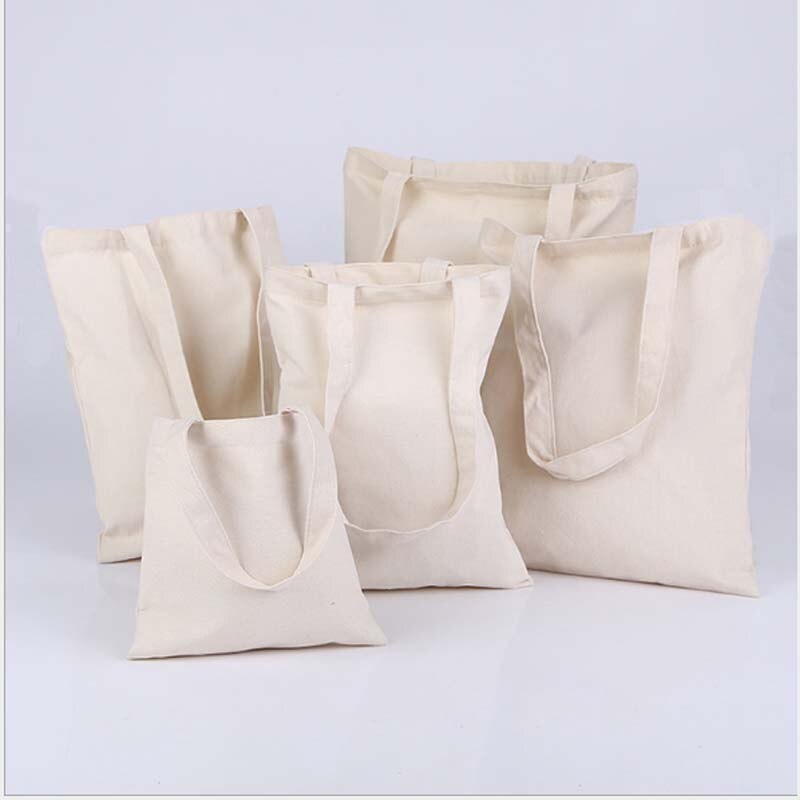Reusable Shopping Bag Large Folding Simple Tote Unisex Blank DIY Original Eco Foldable Cotton Bags Canvas Handbag