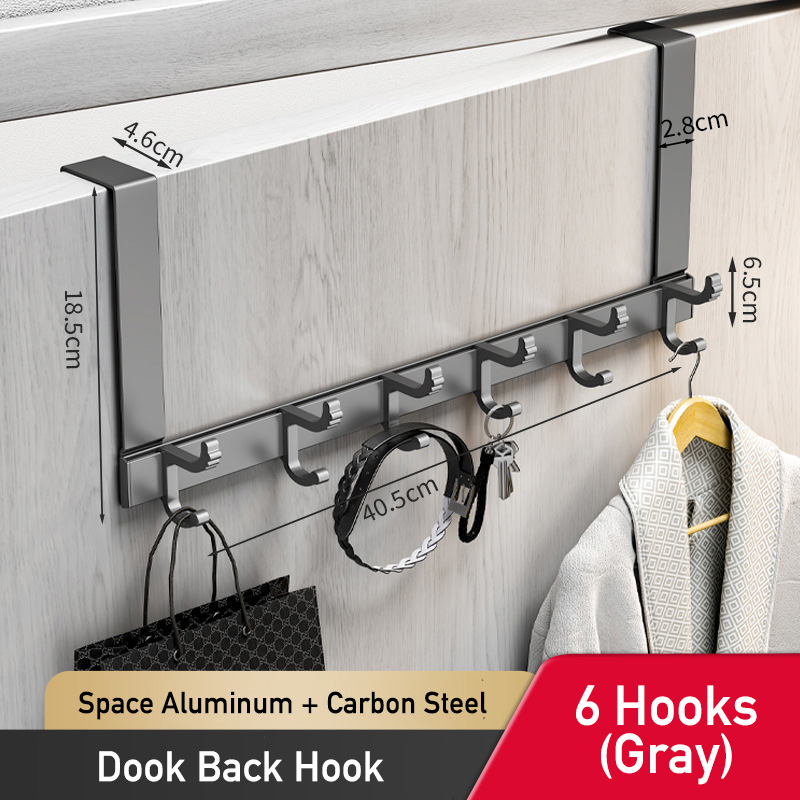 Metal dørbøjle til hjemmet køkken badeværelse bruserum over døren kroge aftagelig tøj frakkeophæng opbevaring organisering: Lysegrå