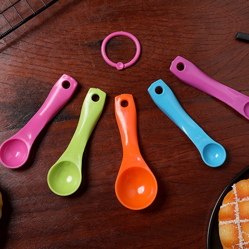 5Pcs/set Lovely Colorful Plastic Measuring Cups Measure Spoon Kitchen Tool Kids Spoons Measuring Set Tools For Baking Coffee Tea