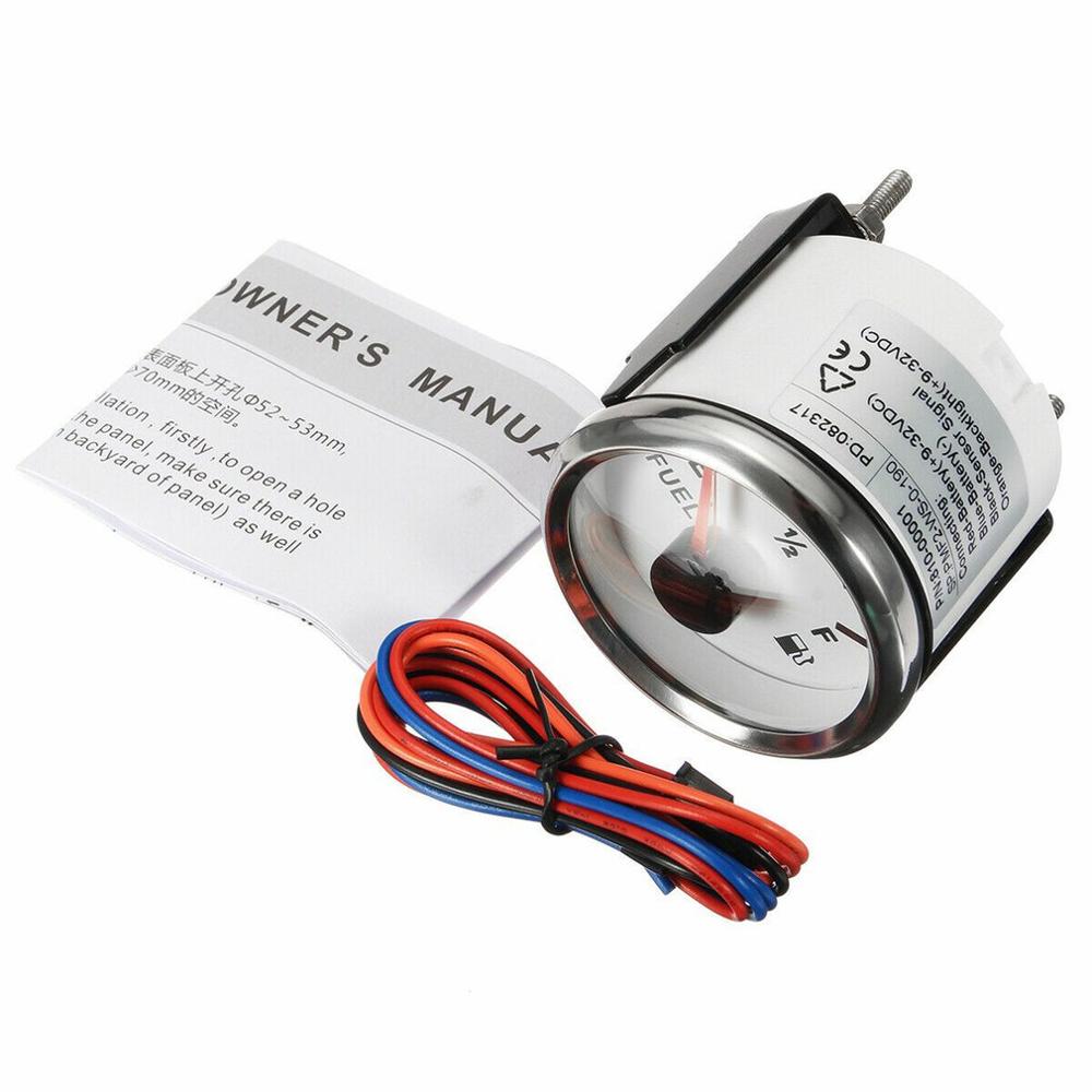 52Mm Automobile Car Fuel Level Gauge Oil Meter Sender Sensor Universal Fuel Tank Level Indicator Gauge: white silver