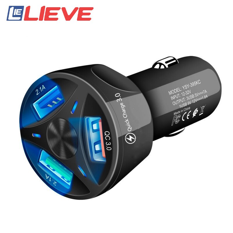 Auto Usb Lader Snel Opladen 3.0 4.0 Universele 18W Snel Opladen In Auto 3 Port Mobiele Telefoon Oplader Voor samsung S10 Iphone 11 7