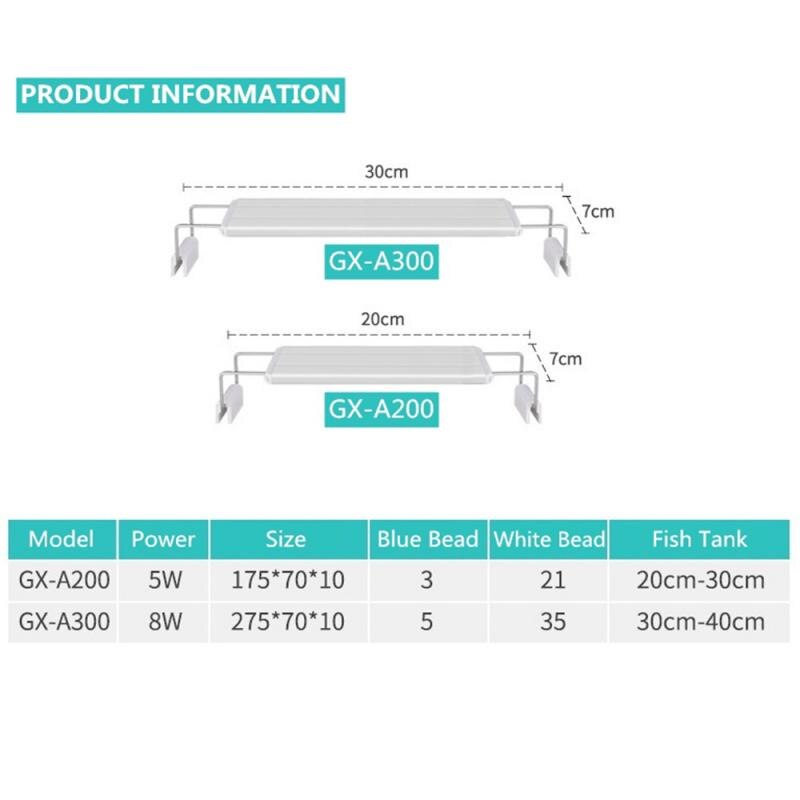 Lámpara de iluminación LED para acuario, luz LED para acuario, luz LED para acuario, resistente al agua, luz para cultivo de plantas acuáticas