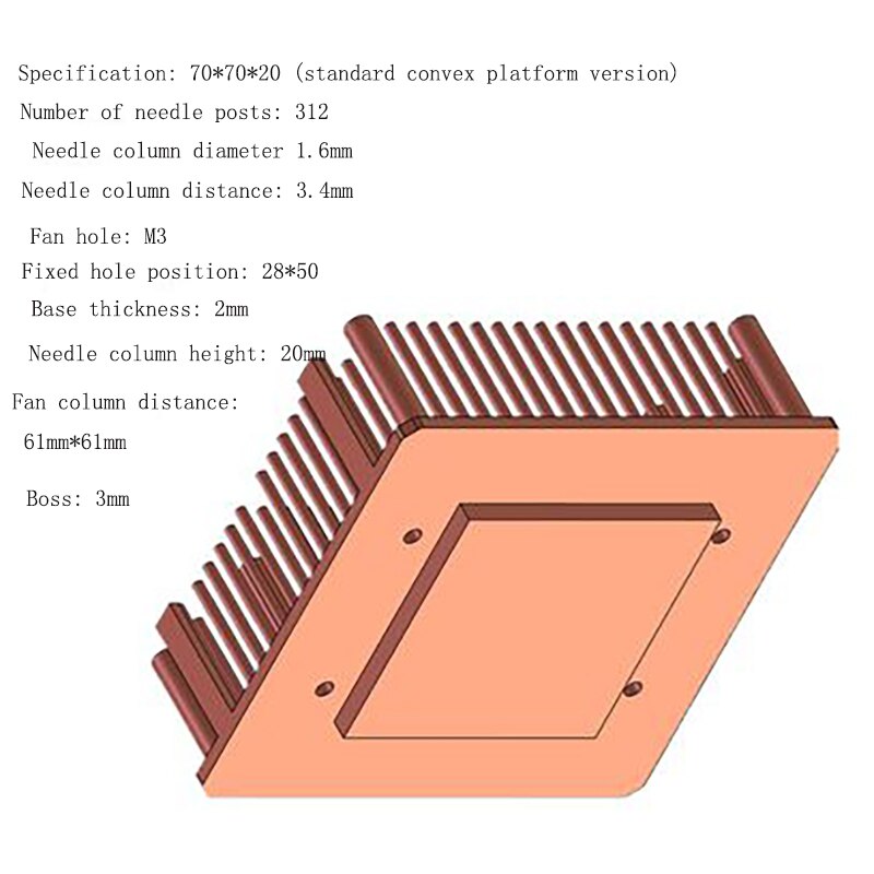 cpu radiator for computercpu radiator intake or exhaust pure copper: 70-70-20 Boss