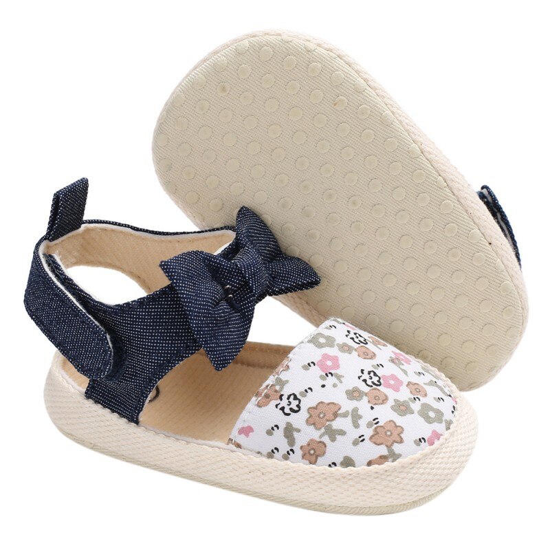 Newborn Baby Shoes Printed Sandals for Girls Summer Print Bows Baby Girls Sandals Cotton Printed Beach Sandals Princess Shoes