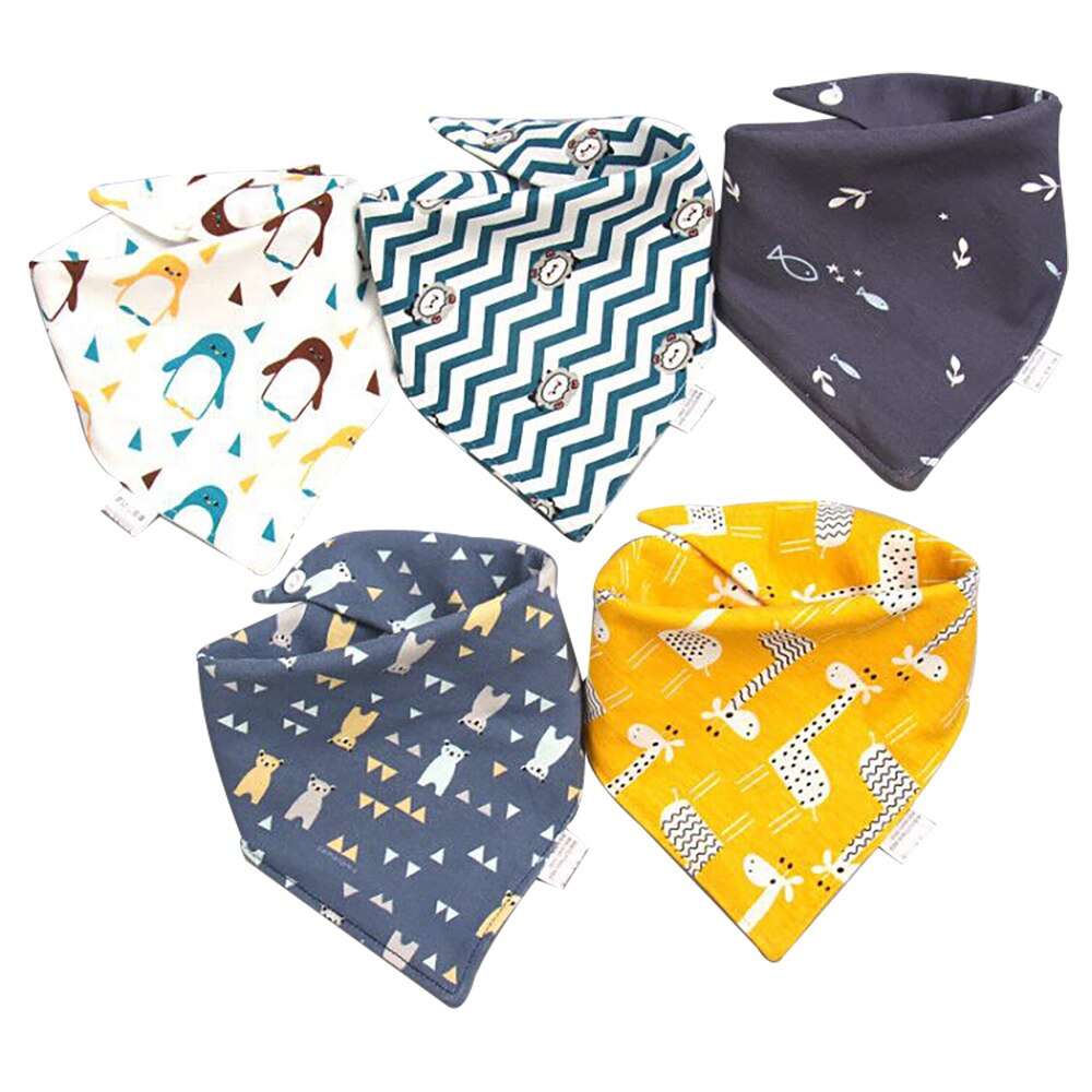 5 unids/lote bebé baberos Bandana pañuelo Burp paños de Saliva para bebé recién nacido Niño niños niñas de dibujos animados de niños triángulo babero de algodón: Korean Fashion