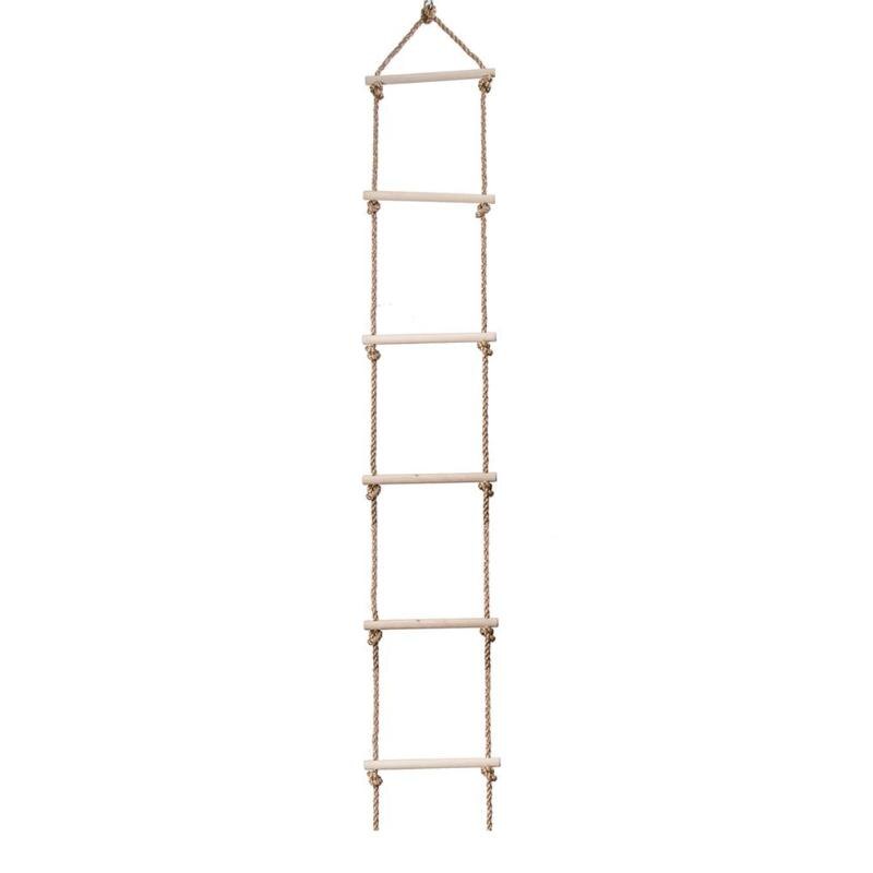 Legno Scala di Corda Multi Pioli Bambini Arrampicata Indoor Outdoor Garden Giocattolo Sicuro Sport Altalena di Corda Girevole Rotary Strumenti Connettore: 6 Rungs