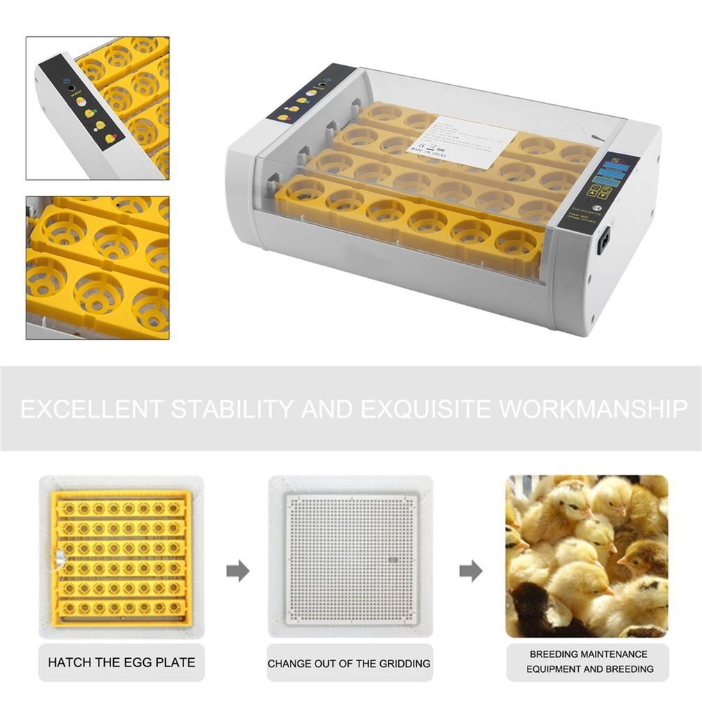 Large Capacity Practical 24 Eggs Mini Incubator For Chicken Poultry Quail Turkey Eggs Home Use Automatic Egg Turning EU plug