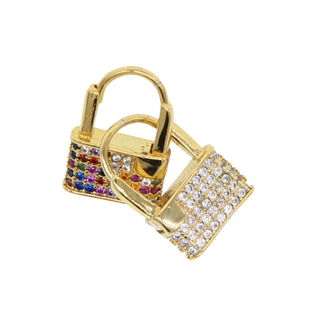 Rouge vert bleu blanc arc-en-ciel cz pavé couleur or petite boucle d'oreille pour les femmes