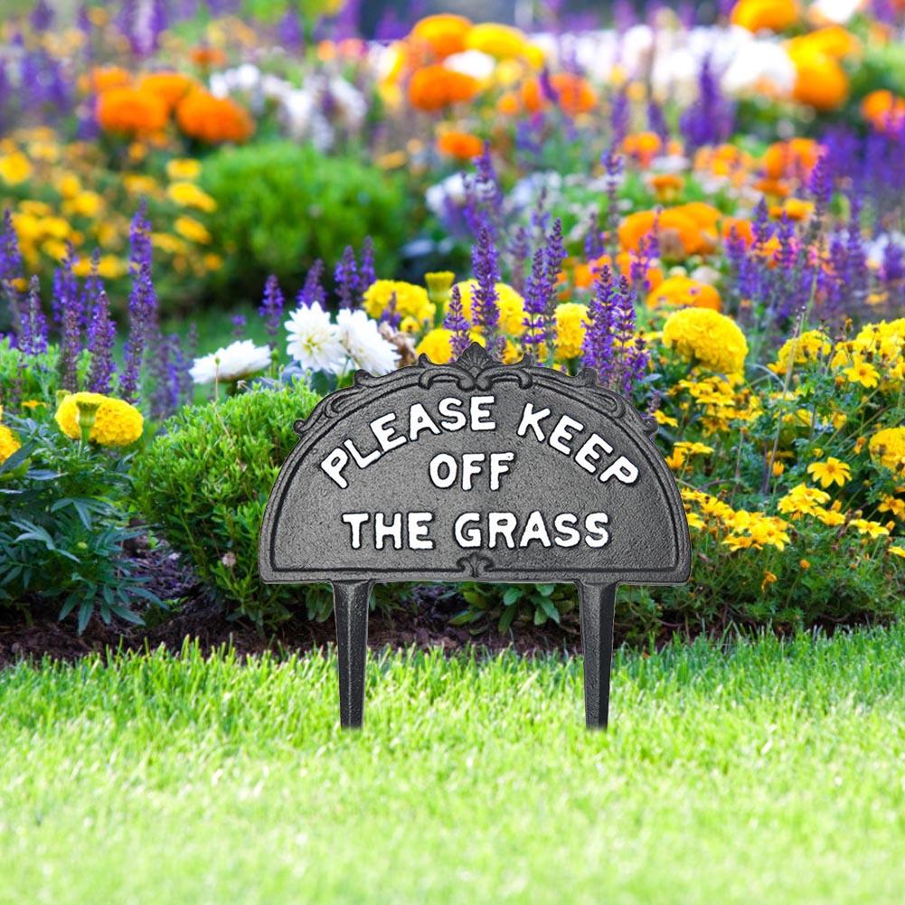 Tuin Teken Houd Uit De Gras Teken Met Stake Metalen Yard Teken Voor Buiten Tuin Solid Cast Irongarden Teken