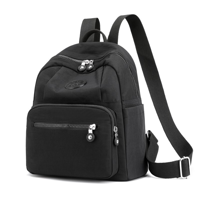 Vento Marea Travel Women Backpack Casual Waterproof Shoulder Bag Female Nylon Black School Bag For Teenage Girl: Black backpack