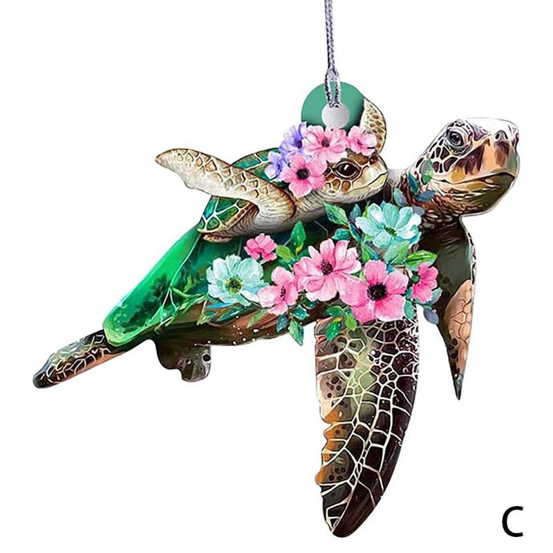Tortuga marina-mamá con adorno para bebé, adorno colorido y lindo para coche, adorno colgante para tortugas, decoración para el hogar, para niños H8Z9: C