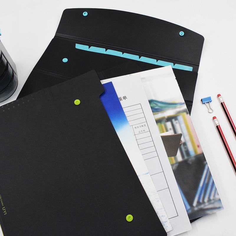 5 Grid Double Button Expanding Wallet Students A4 Colorful Folder Test Paper Folder Multi - Layer File Bag Data Storage Package