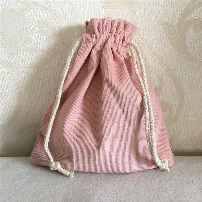 YILE 1pc Drawstring Corduroy Organizer Bag Phone Key Coin Party Bag 4 Colors to Choose N8502-7