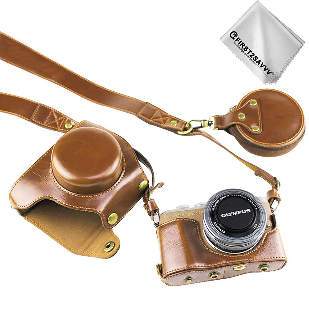 Housse de sac de étui d'appareil photo numérique en cuir d'unité centrale d'ajustement précis de corps complet avec la courroie pour le stylo d'olympus E-PL9 EPL9 E-PL10 avec la lentille de 14-42mm
