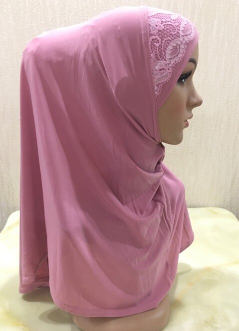 DIANRUO 60X60CM Women Decorative Lace Scarf turban Solid Shawls Pleated Headband Hijab Muslim Wraps Scarves scarf N405: 4