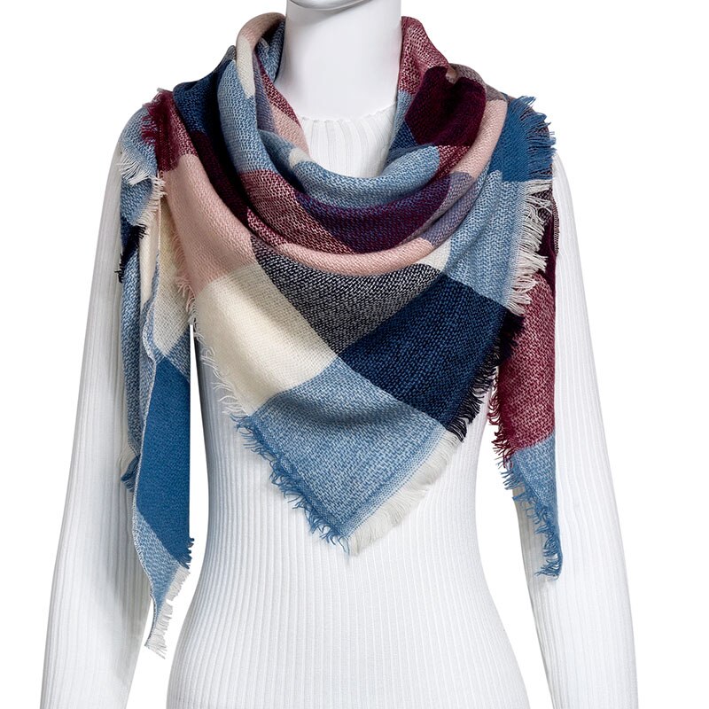 Evrfelan femmes écharpe de hiver foulards femme cou porter Plaid bufanda Triangle forme écharpe: C27