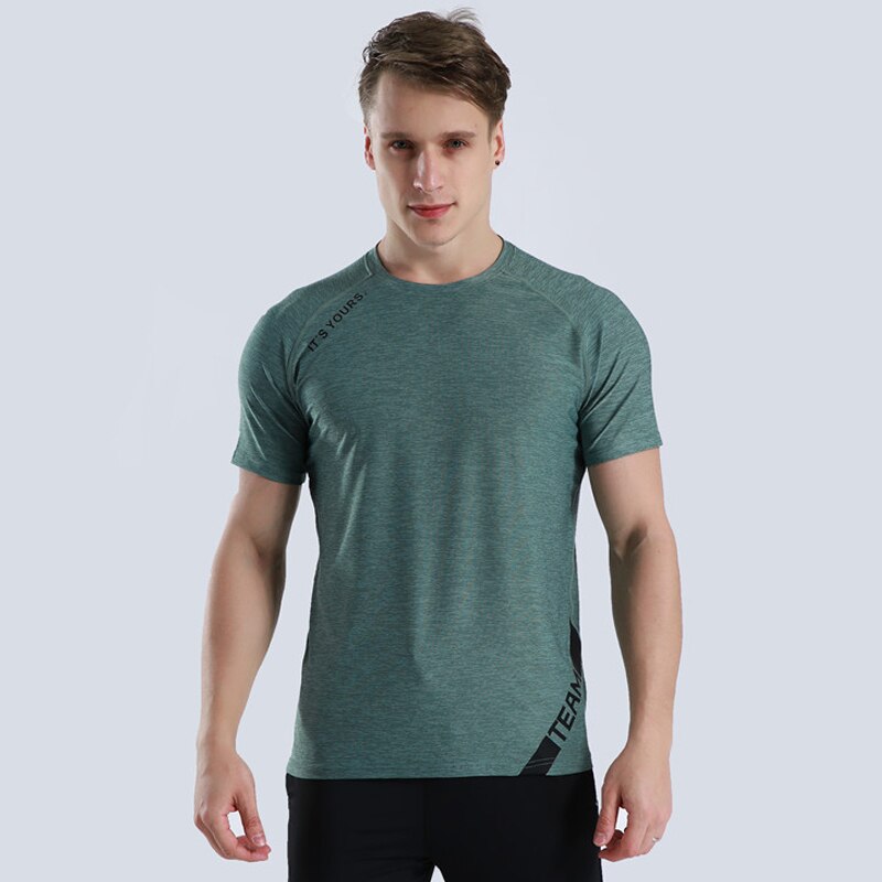 Träning träning t-shirts gym jogging tshirt sport skjorta herr kortärmad man toppar fitness sport camiseta träning t shirt crossfit: L / Grön