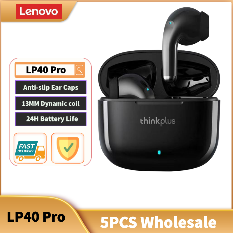 5 sztuk oryginalne bezprzewodowe słuchawki Lenovo LP40 PRO Bluetooth 5.0 podwójna redukcja szumów stereo Bass sterowanie dotykowe długi czas czuwania