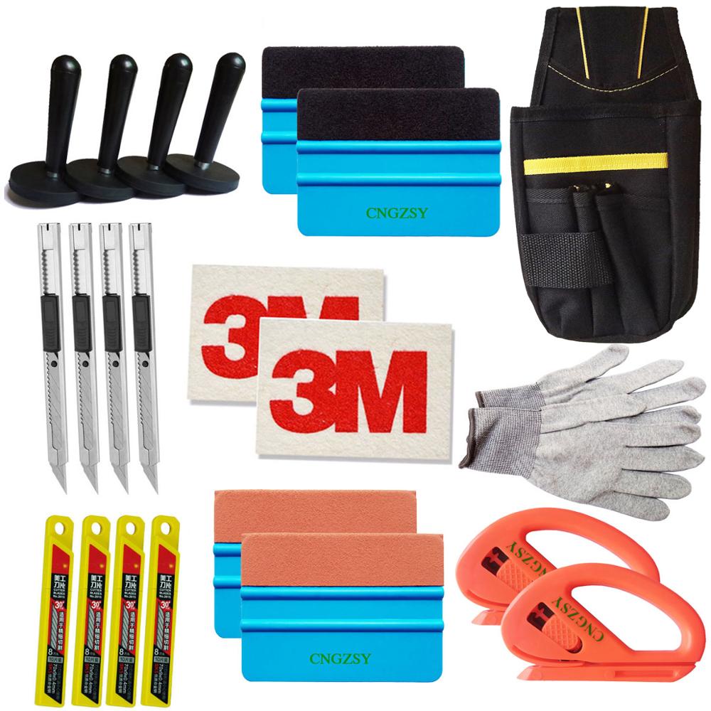 CNGZSY Standard Pro Tool kit Combo Car Vinyl Wrap Bag Squeegee Razor Glove 4 Magnet art knife blades 3M wool suede squeegee K27