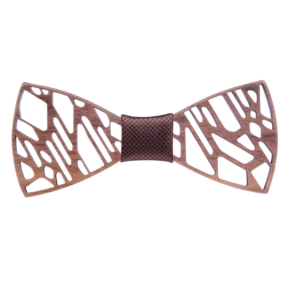 noyer en bois nœud papillon hommes irrégulier Floral creux sculpté bois noeud papillon costume Shrit robe de mariée accessoires Grvata cravate: 02