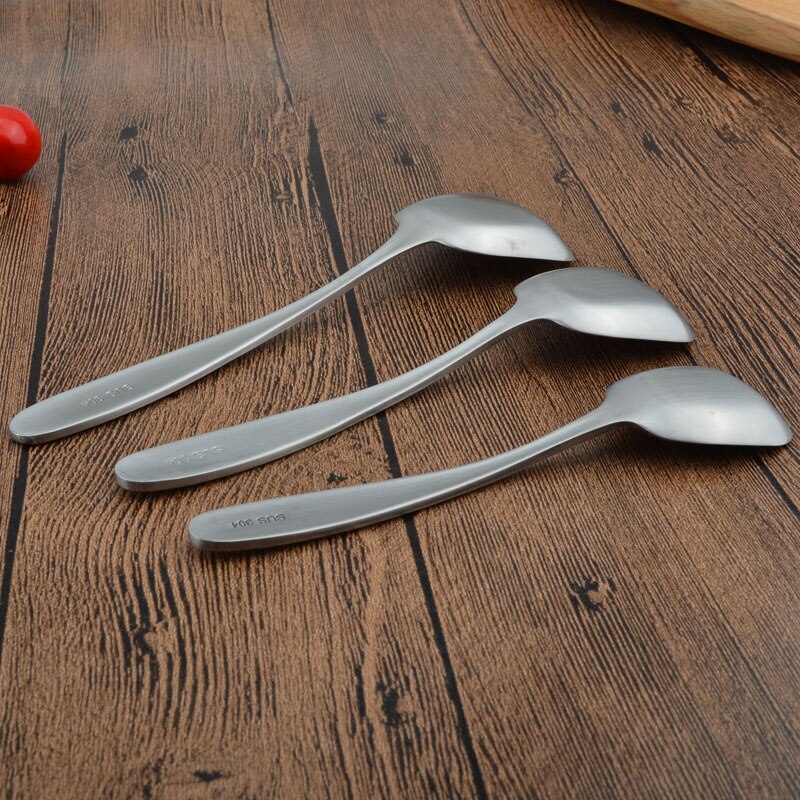 Square Shape Flat Spoon Stainless Steel Big Scoop For Soup Rice Honey Stiring Spoons Polishing Cutlery Kitchen Accessories