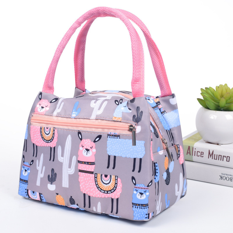 Portable Thermal Insulated Lunch Bag Cool Bag Picnic Adult Kids Lunch Box Food Storage Woman Waterproof Foil Zipper Bento Bag: Beige