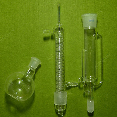 150 ML, Glas Soxhlet Auszieher mit Spule Kondensator und Eine Flache Boden Glaskolben