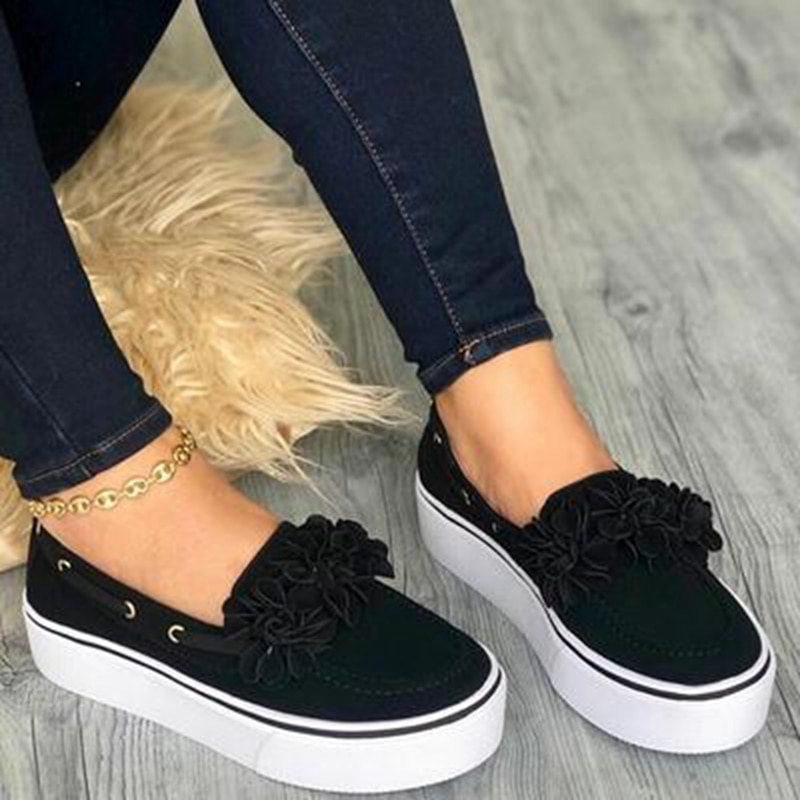 HEFLASHOR primavera mujer pisos plataforma zapatillas deslizantes en pisos cuero gamuza señoras mocasines Casual Floral zapatos