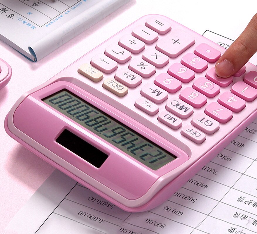 With voice calculator cute Korean candy color little fresh calculator computer big keys financial accounting special girl pink