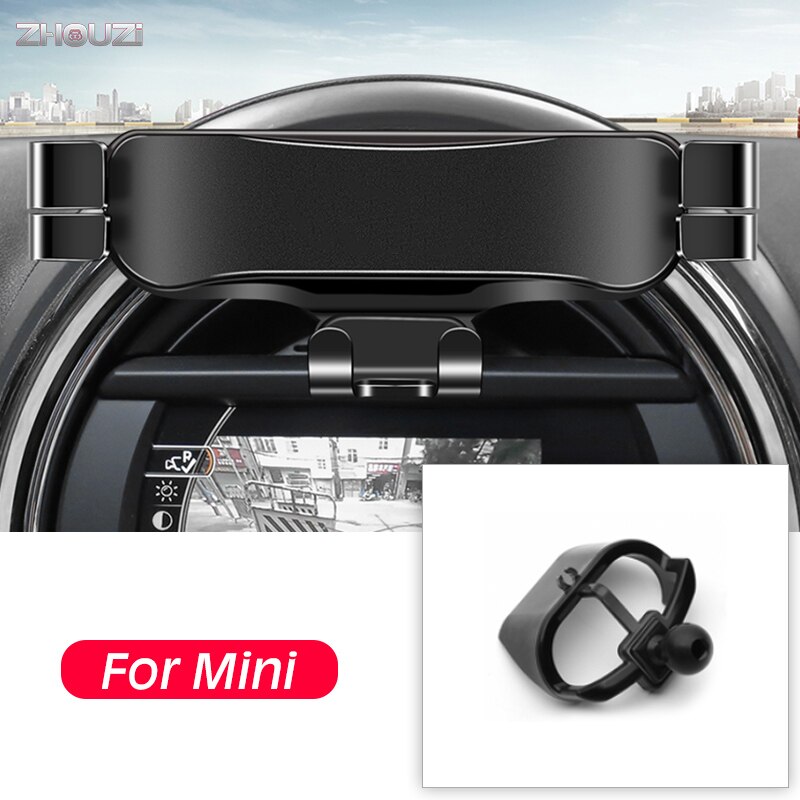 For Mini Cooper Countryman F54 F55 F56 F60 Car Mobile Phone Holder Air Vent Mount Stand GPS Gravity Bracket Car Accessories: Black