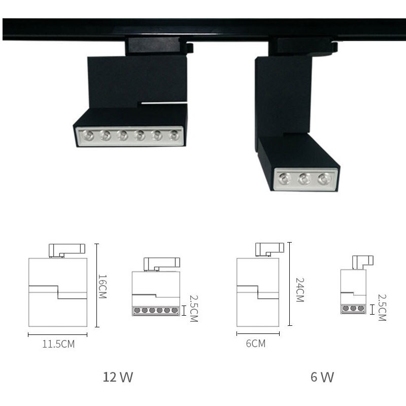 Led track licht Gedraaid Track Verlichting COB Spot light 6W 12W Plafond Gemonteerde Tracking Lamp SpotlightFor home office AC110V/240 V