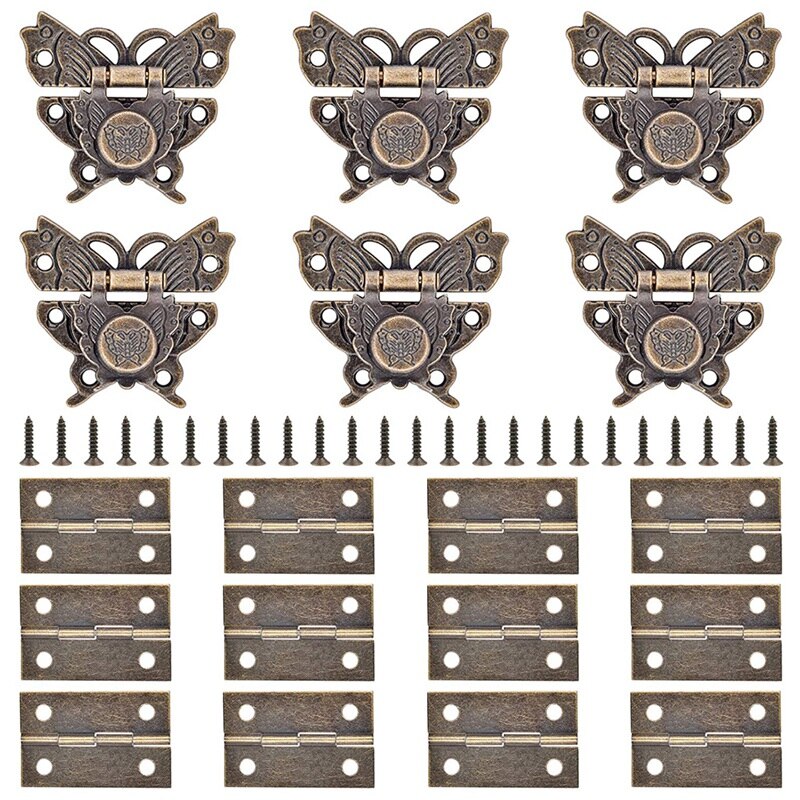 Jewelry Box Retro Decorative Cabinet Box Hinge Jewelry Box Antique Buckle Wooden Box Latch Decorative Hasp Latch Buckle