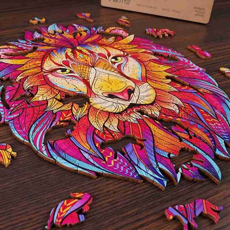 Puzzel Houten Puzzel Cartoon Dier Houten Legpuzzels Speelgoed Vroege Educatief Speelgoed Kerst Cadeau Voor Kinderen Cartoon Lion Dragon
