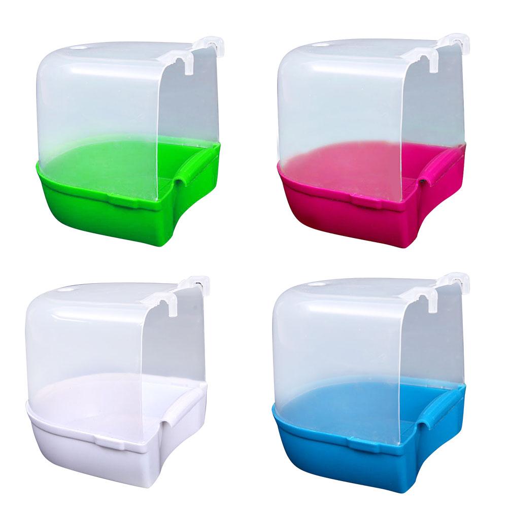 Bird Bath Bathtub Bath Box Bird Cleaning Tool Cage Accessories Parrot Bath Transparent Plastic Hanging Tub Shower