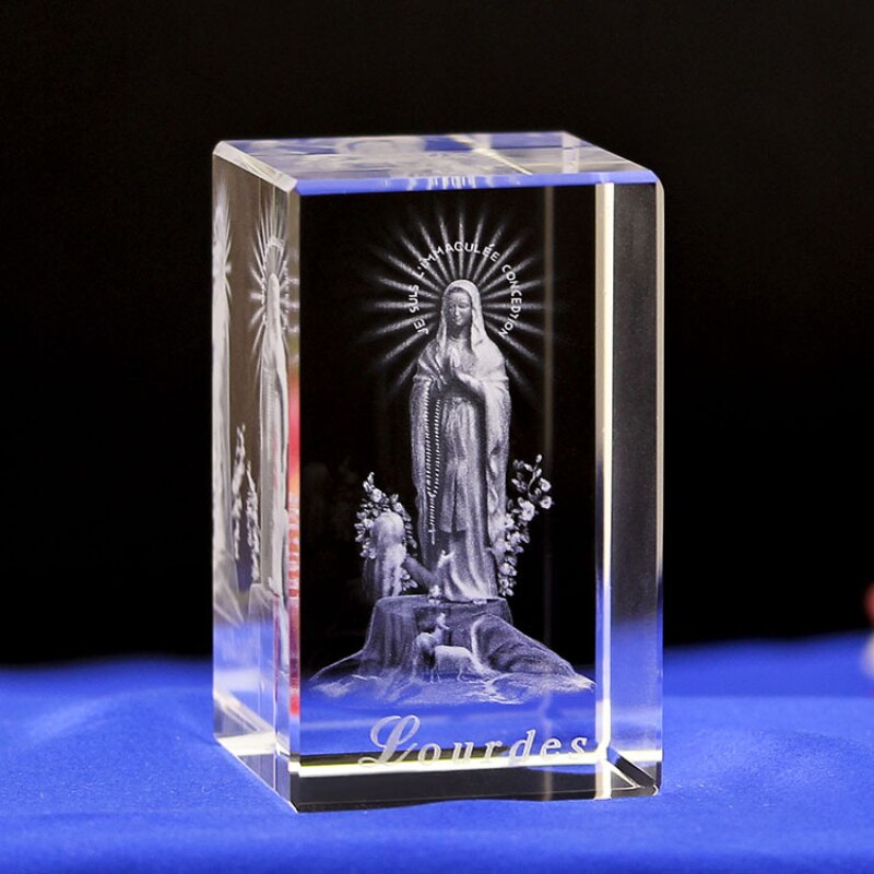 Virgin Mary Statue Our Lady of Crystal Carving Crafts Religious Statues Home Decorations Crystal Ornaments Catholic Statue